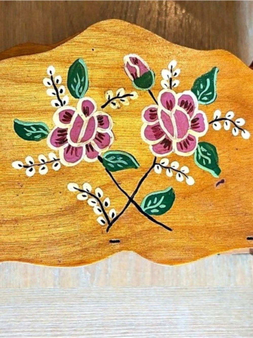 Wooden Floral Desktop Organizer Brown